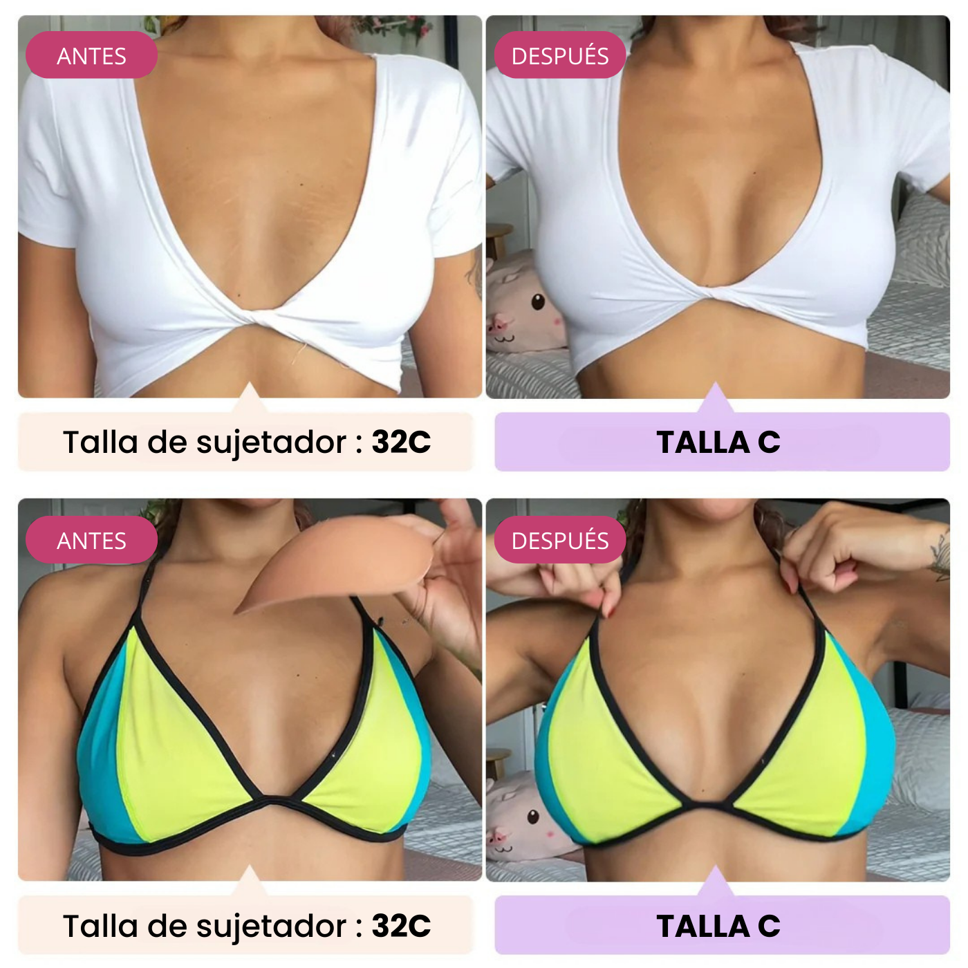 AUREZA Copas Adhesivas – Realce Instantáneo, Lavables y Reutilizables, Potenciador de Outfits